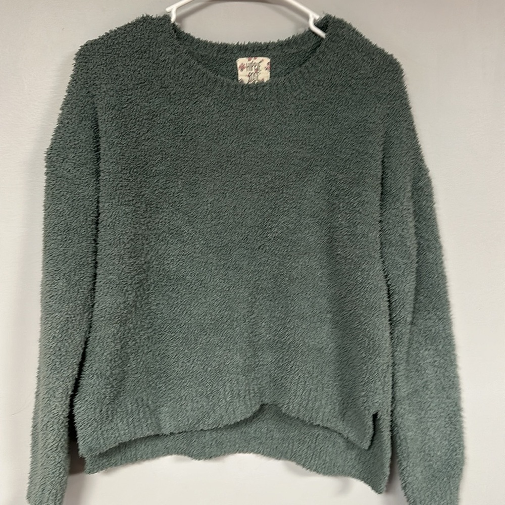Hippie Rose misses Cozy Sweater Slate Green fuzzy, So Soft M